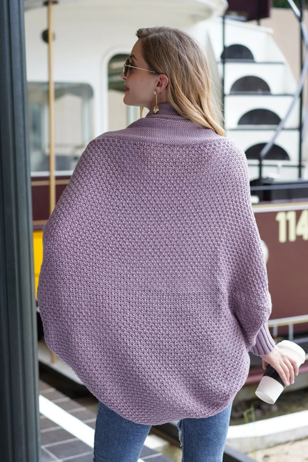 Open Front Batwing Sleeve Cardigan, image 5