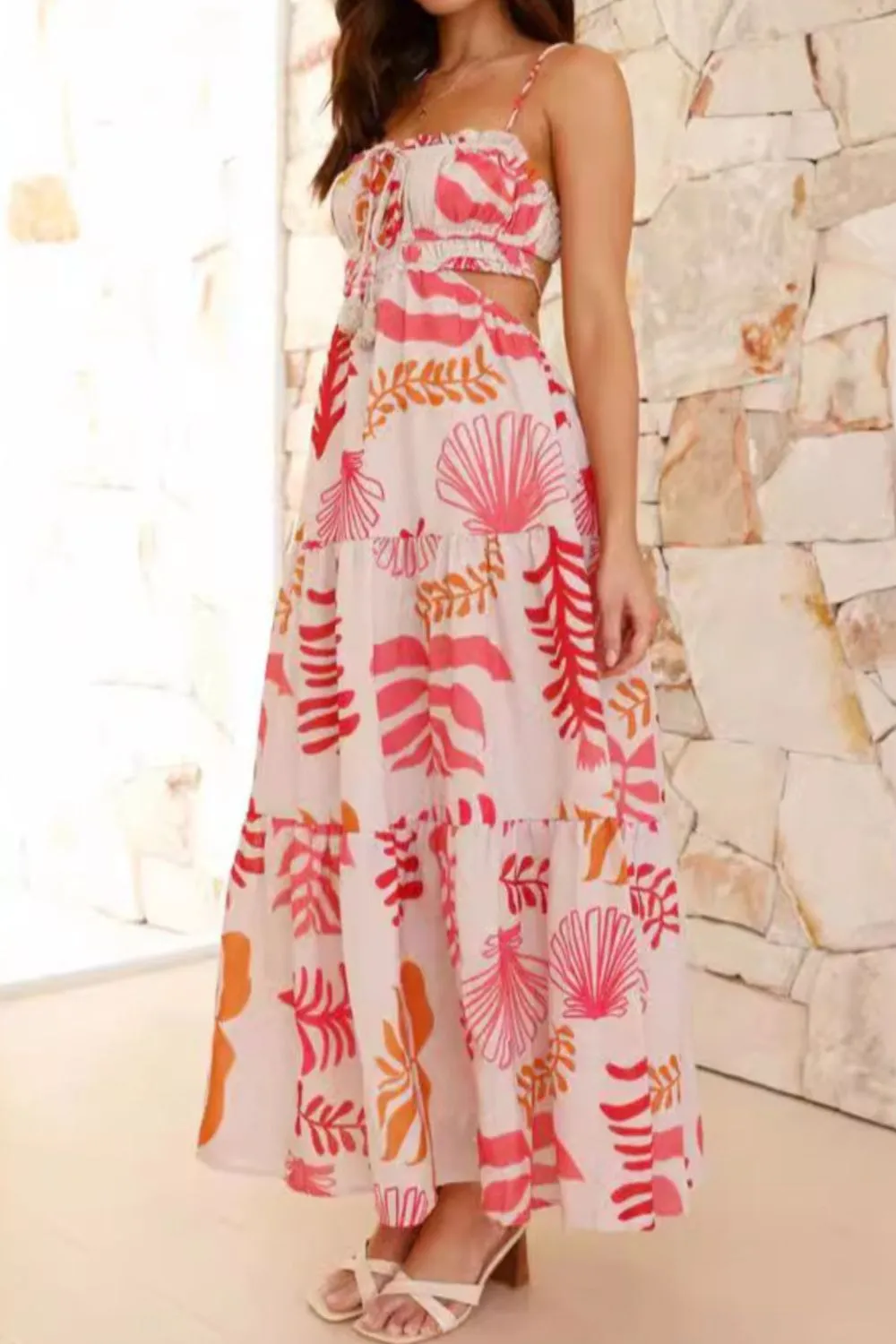 Cutout Printed Sleeveless Midi Cami Dress, image 11