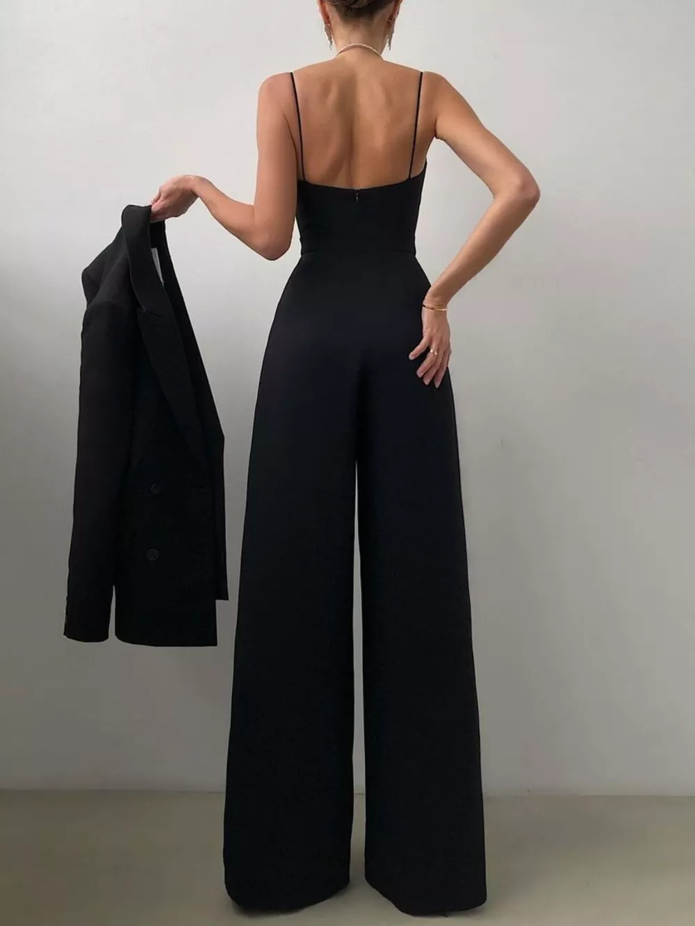 Full Size Spaghetti Strap Wide Leg Jumpsuit Plus Size, image 3