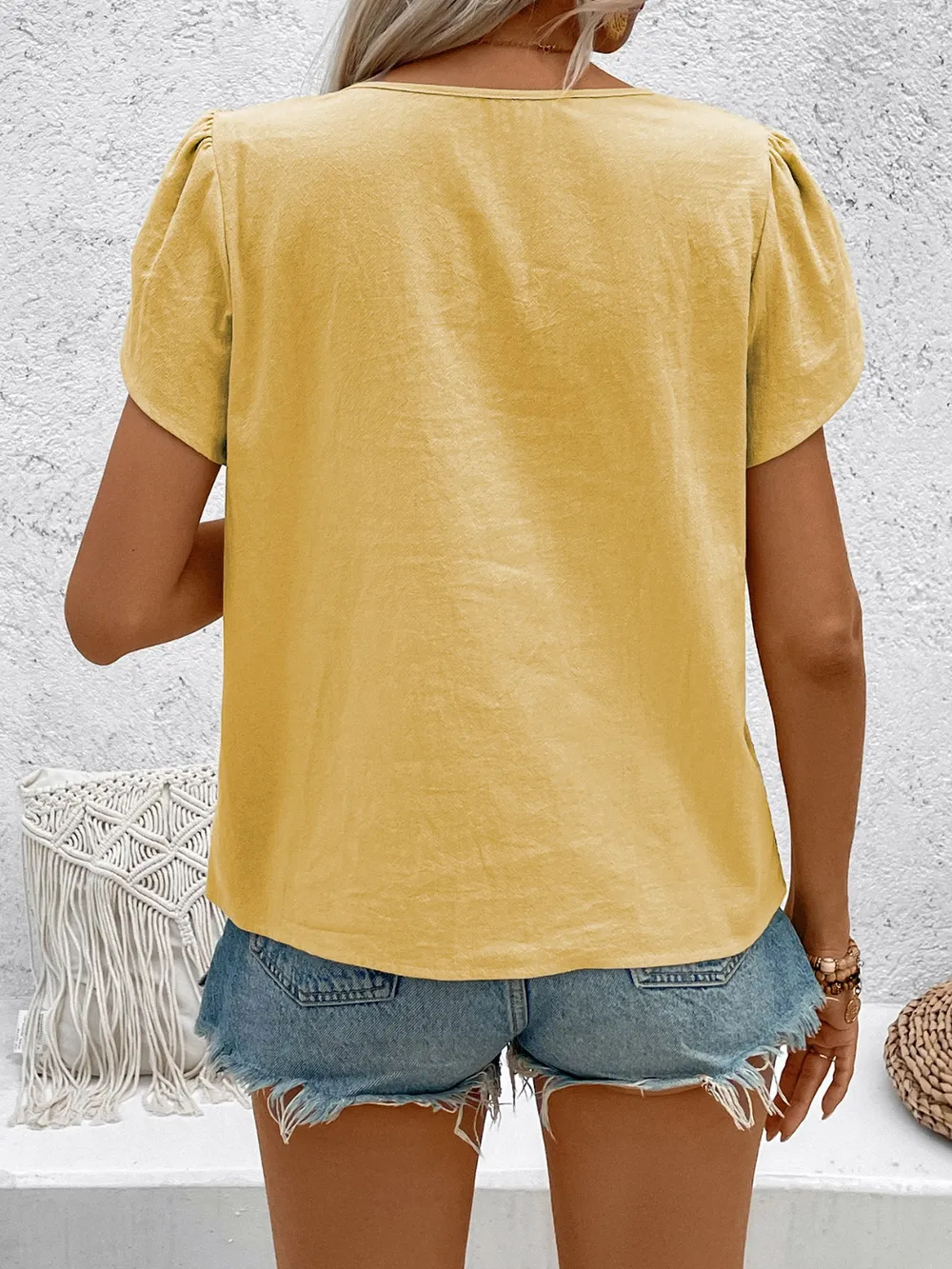Notched Short Sleeve Blouse, image 7