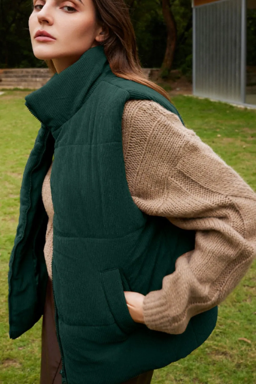 Zip Up Turtleneck Vest Coat, image 7