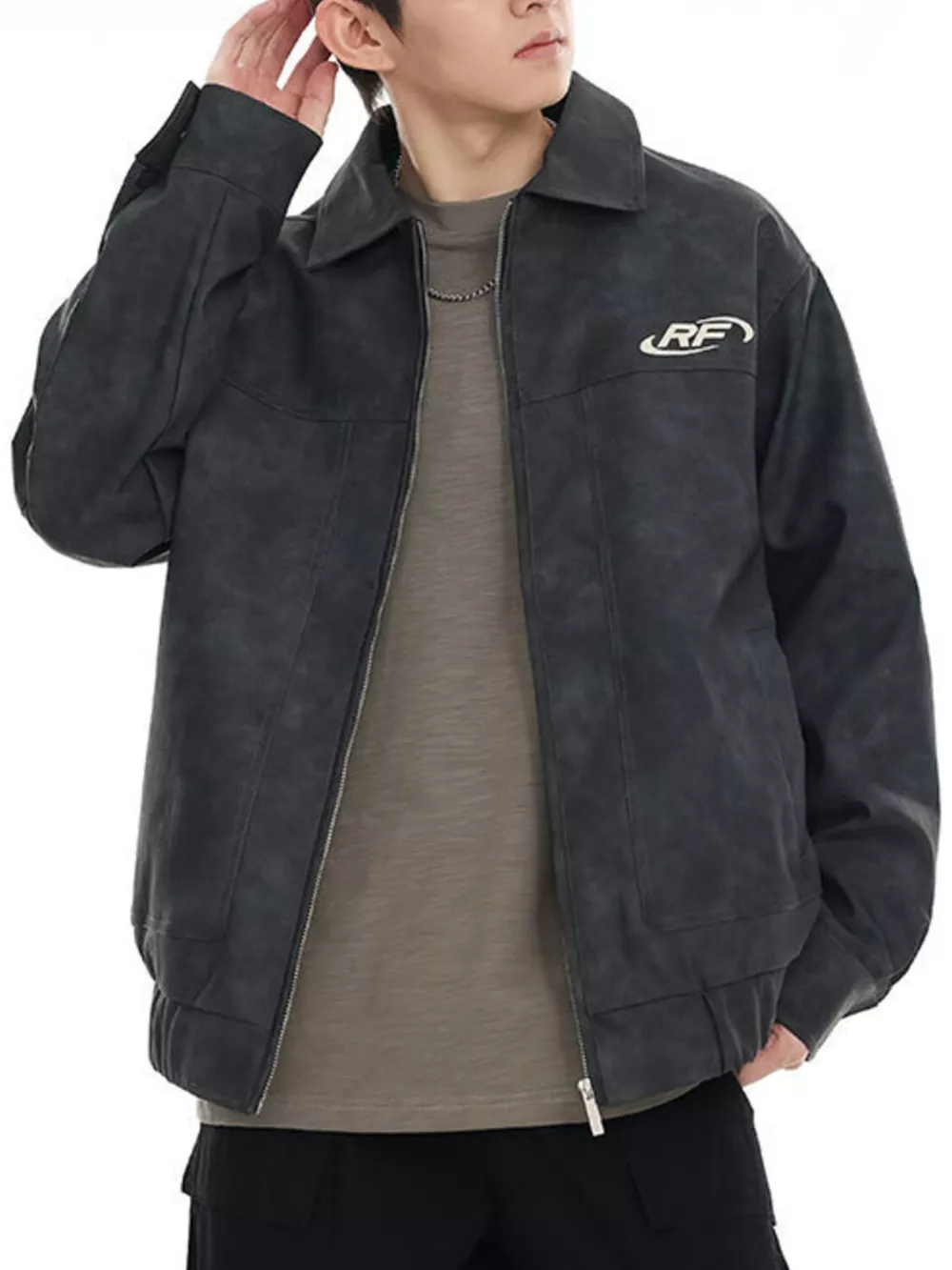 Men's Plus Size Wash Zip-Up Jacket, image 3