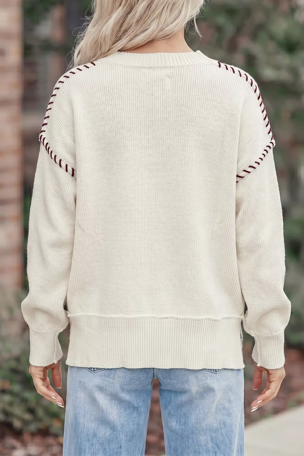 Drop Shoulder Game Day Letter Sweater, image 2