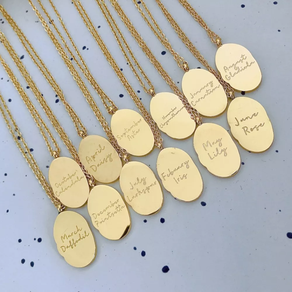 18K Gold-Plated Engraved Pendant Necklace, image 3