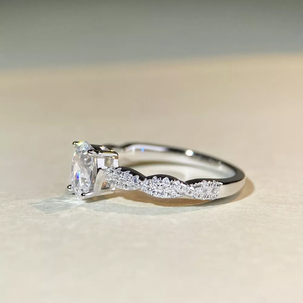 Cultivating High-Carbon Diamond 925 Sterling Silver Oval Ring, image 4