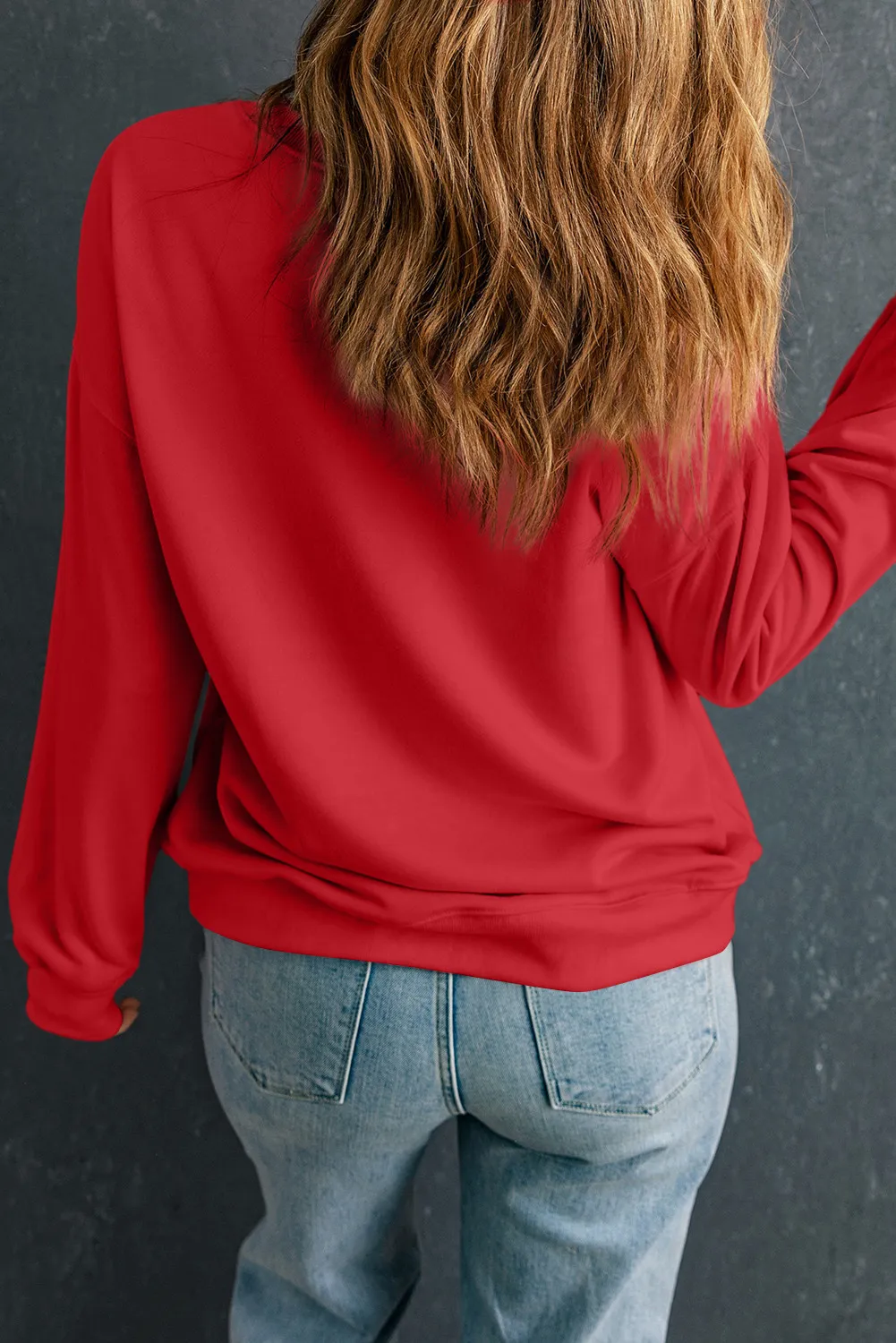 Letter Graphic Round Neck Long Sleeve Sweatshirt, image 3