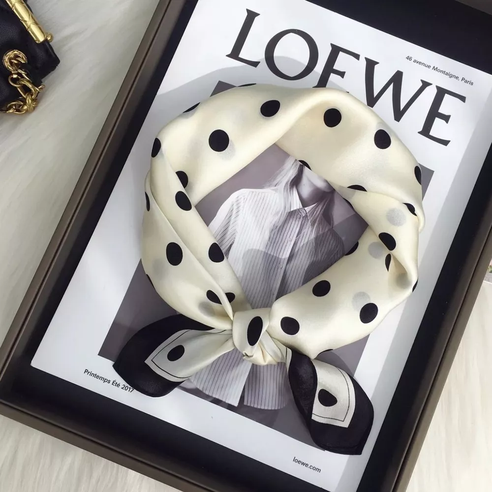 Elegant Polka Dot Silk Scarf, image 2