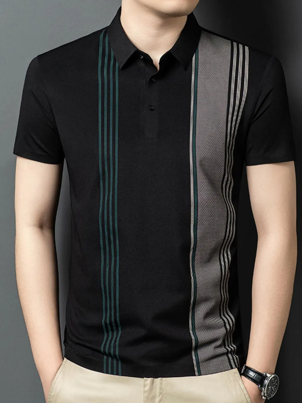 Men's Plus Size Contrast Short Sleeve Polo, image 4