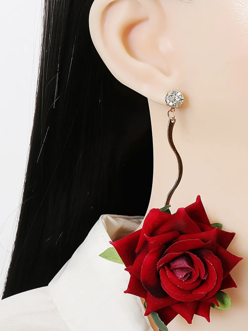 Alloy Rose Dangle Earrings, image 3