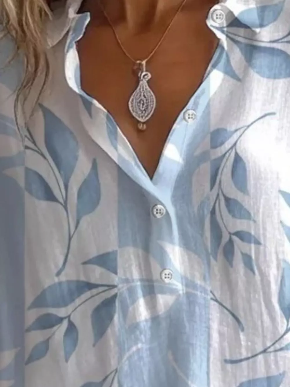 Leaf Print Long Sleeve Blouse, image 2