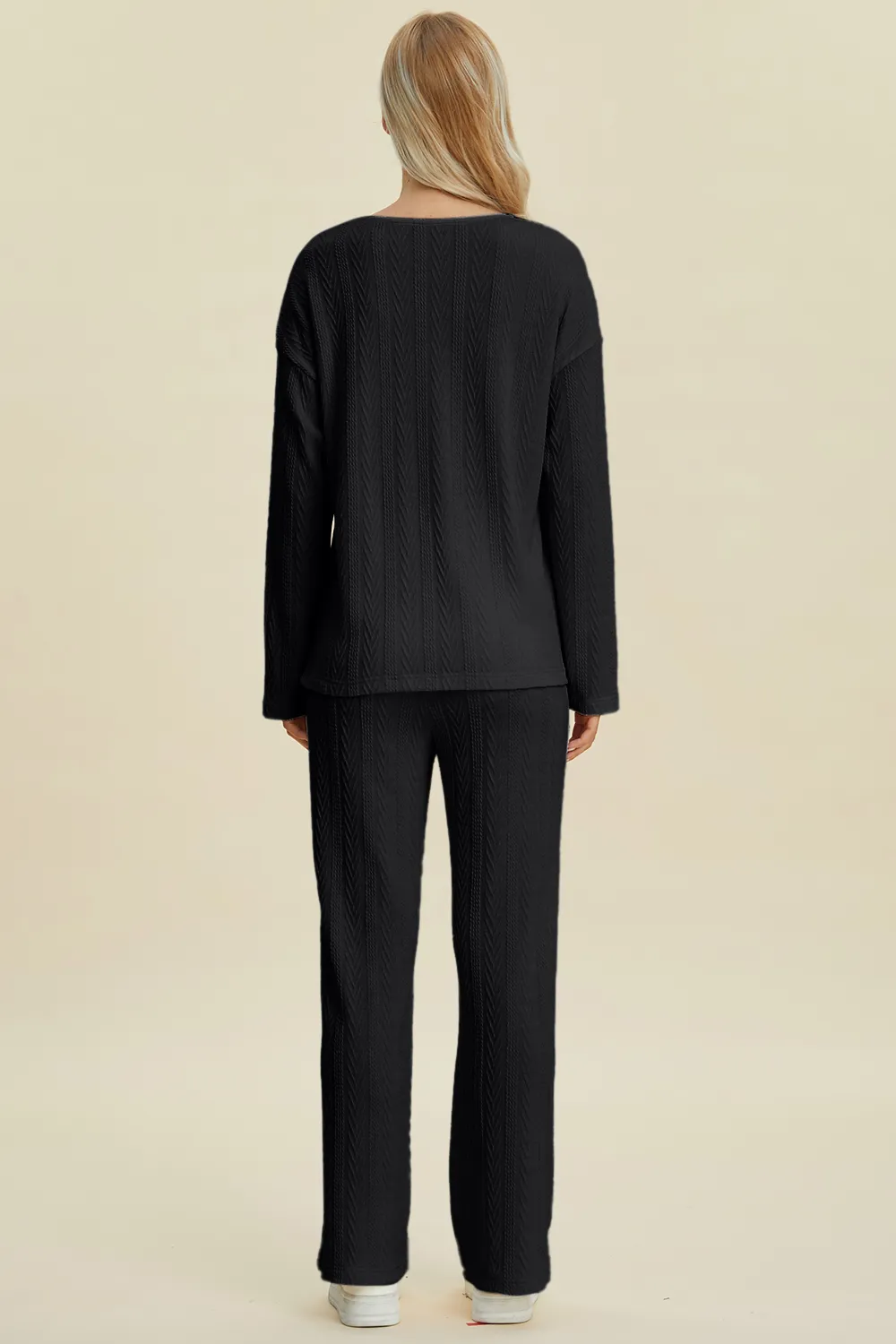 Full Size Cable-Knit Long Sleeve Top and Pants Set, image 7