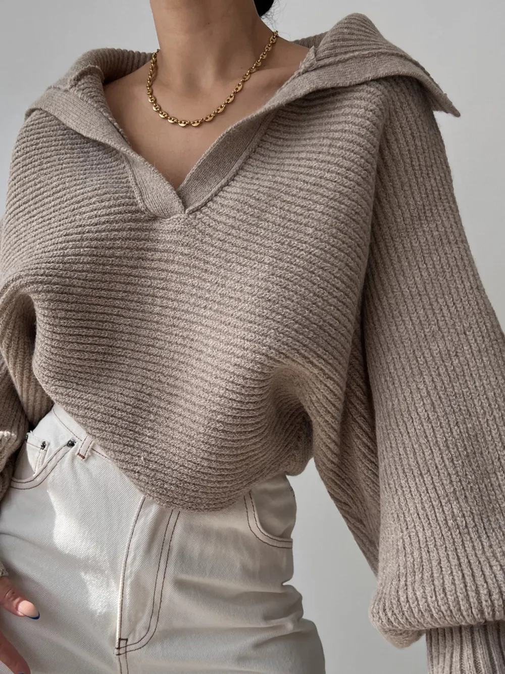 Johnny Collar Long Sleeve Sweater, image 12