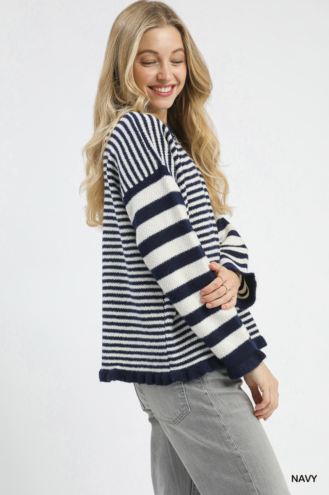 Ruffle Neck Stripe Sweater, image 4