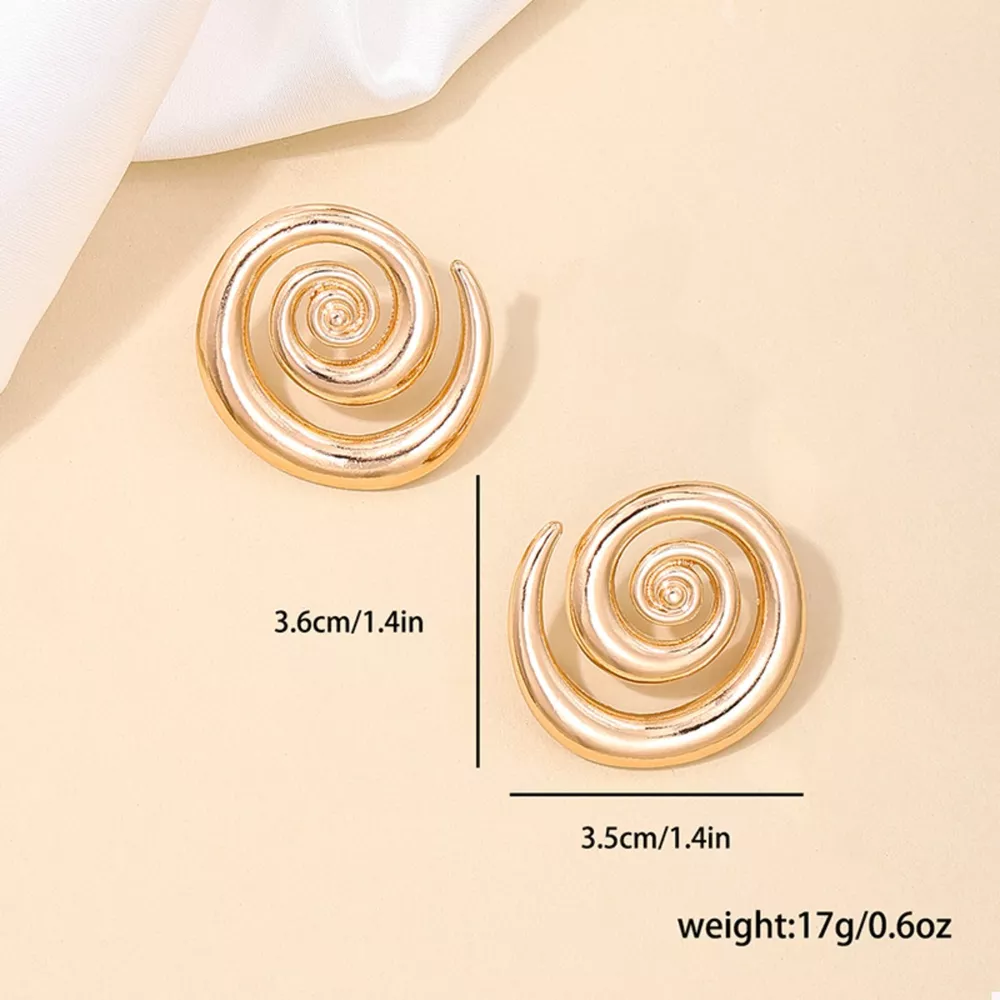18K Gold-Plated Spiral Statement Earrings, image 4