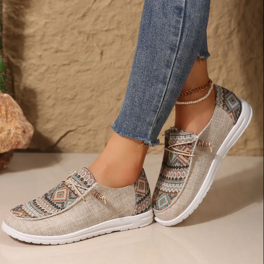 Geometric Round Toe Flat Slip-Ons, image 3