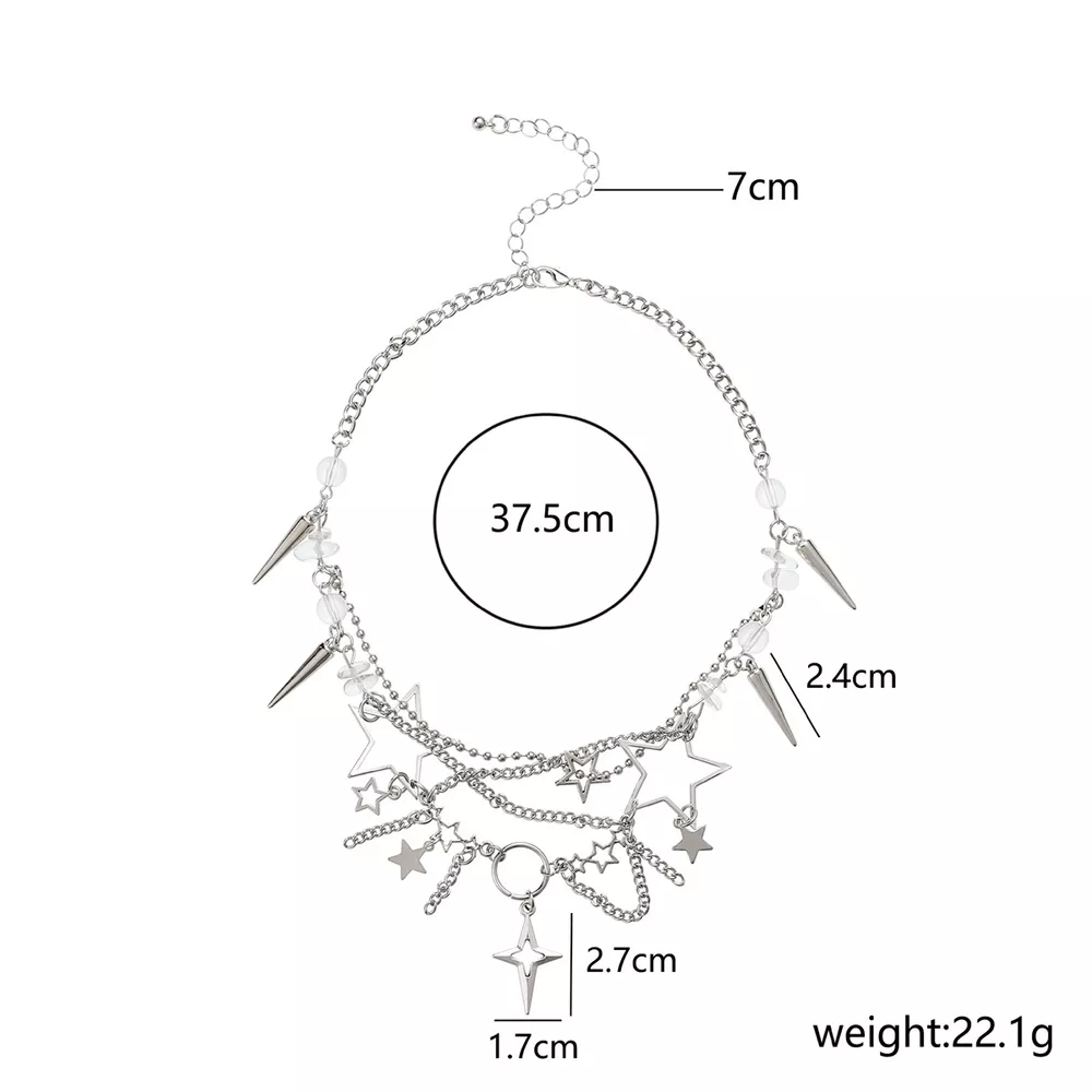 Gothic Star and Cross Charm Choker Necklace, image 5