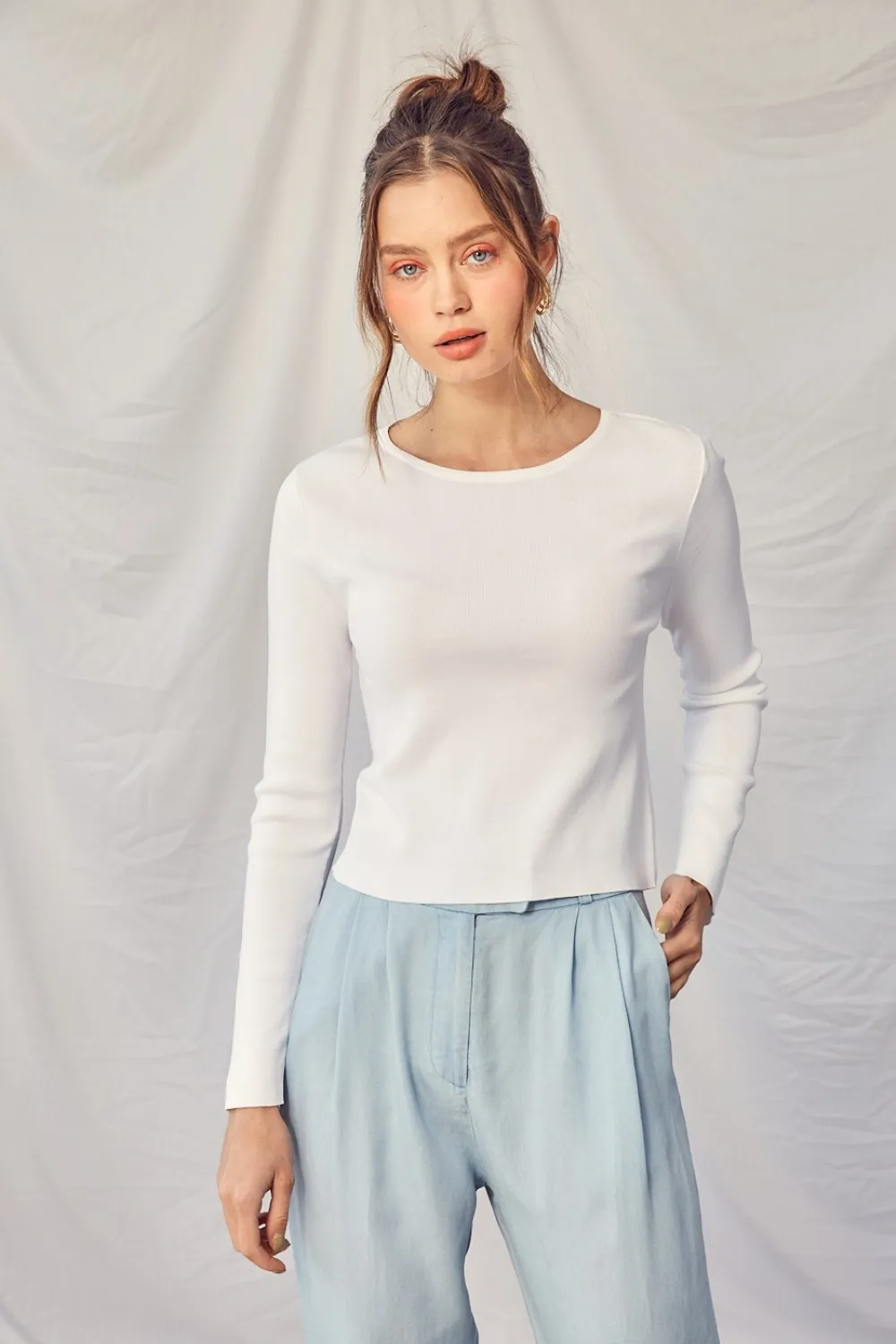 Twisted Backless Long Sleeve Knit Top, image 4