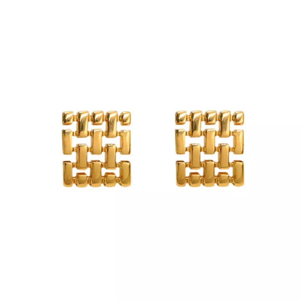 18K Gold-Plated Geometric Stud Earrings, image 5