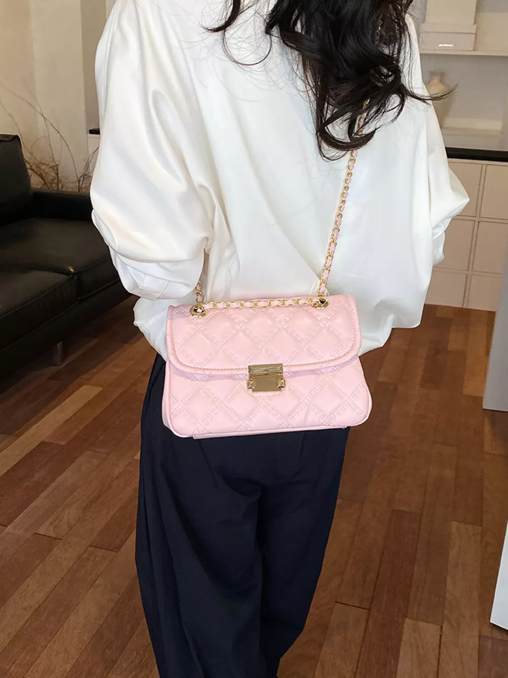 Quilted Chain Crossbody Bag, image 3