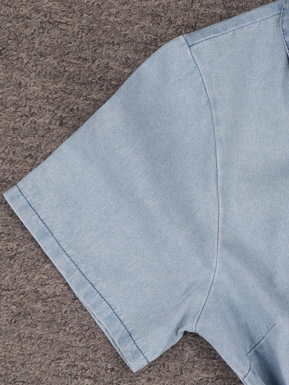 Zip Front Short Sleeve Denim Dress, image 10