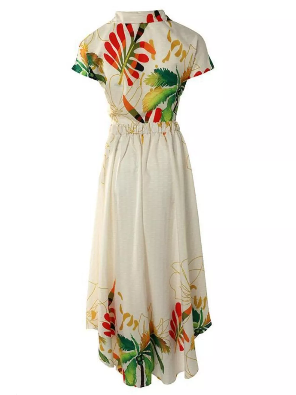 Tropical Print Button-Up Crop Top and Maxi Skirt Set、, image 5