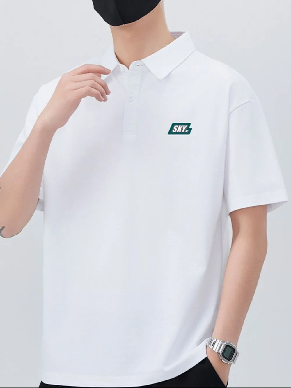 Men's Plus Size Button Detail Short Sleeve Polo, image 8