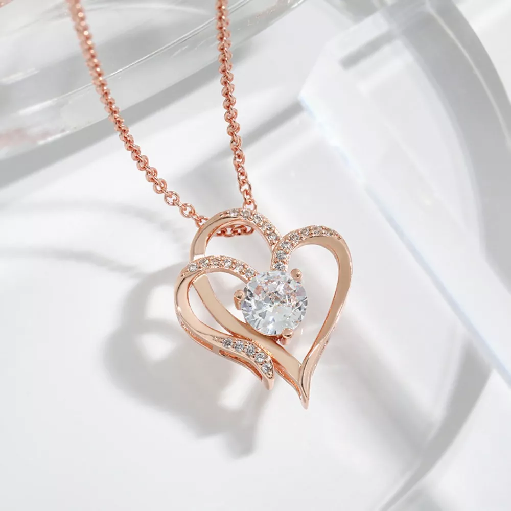 925 Sterling Silver Zircon Heart Necklace