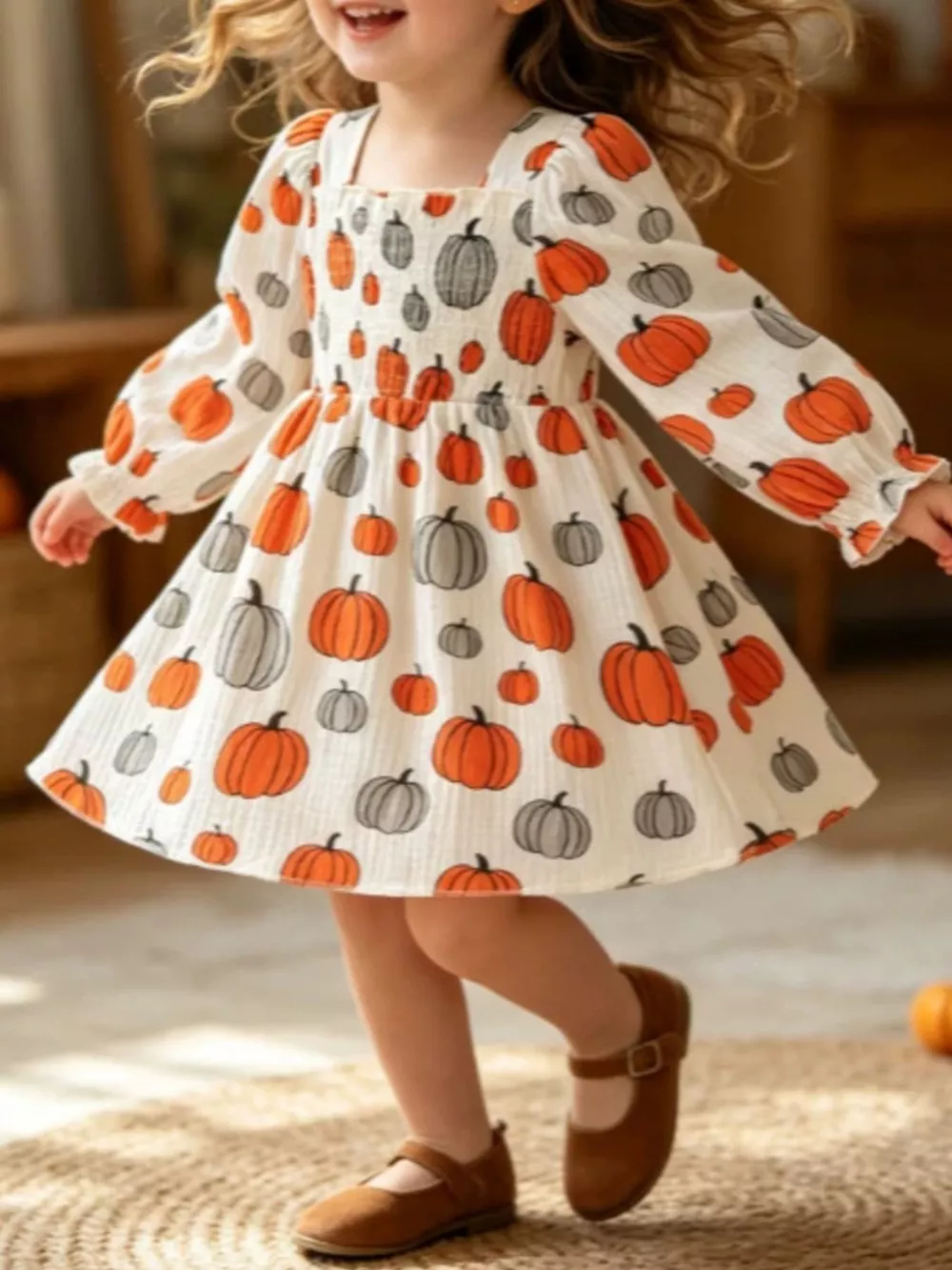 Children's Smocked Halloween Print Dress