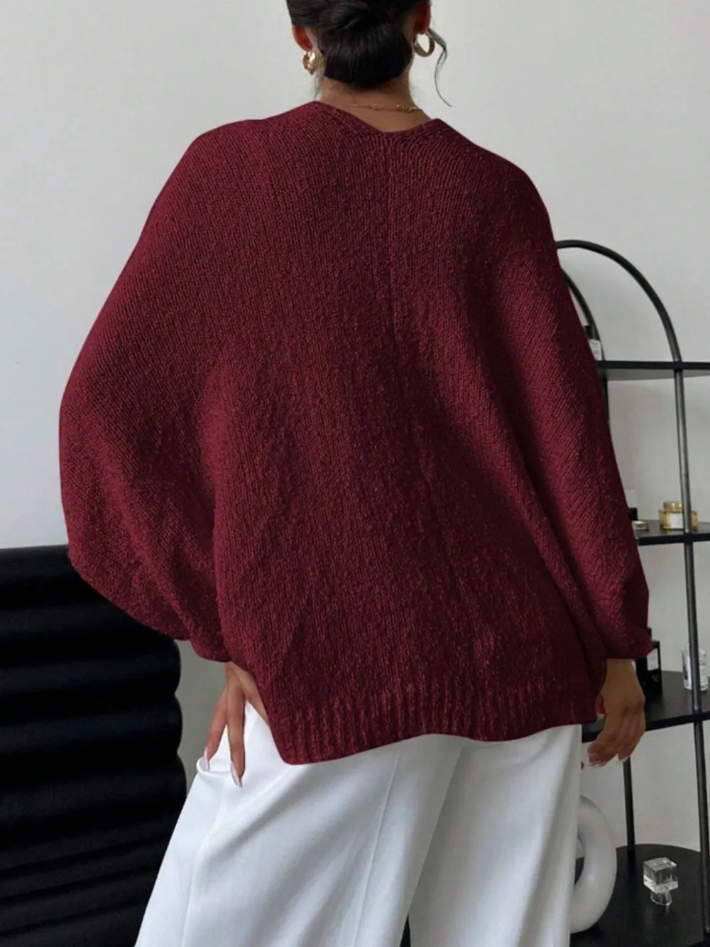 Twist-Front Textured Knit Cardigan, image 3