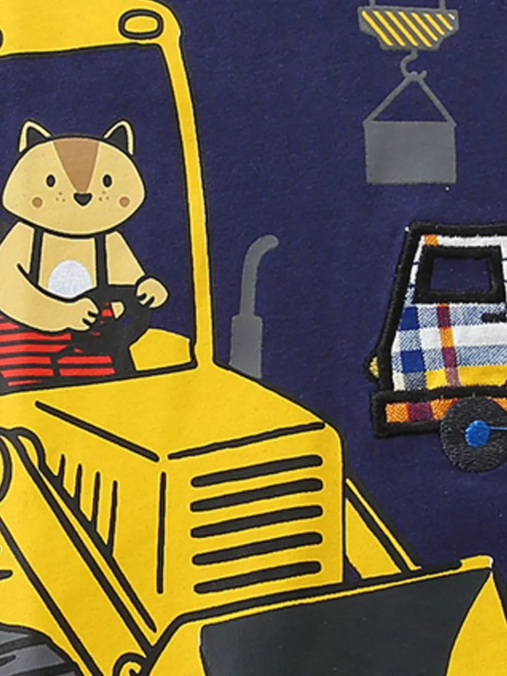 Children's Construction Vehicle Print Tee & Plaid Shorts Set, image 4