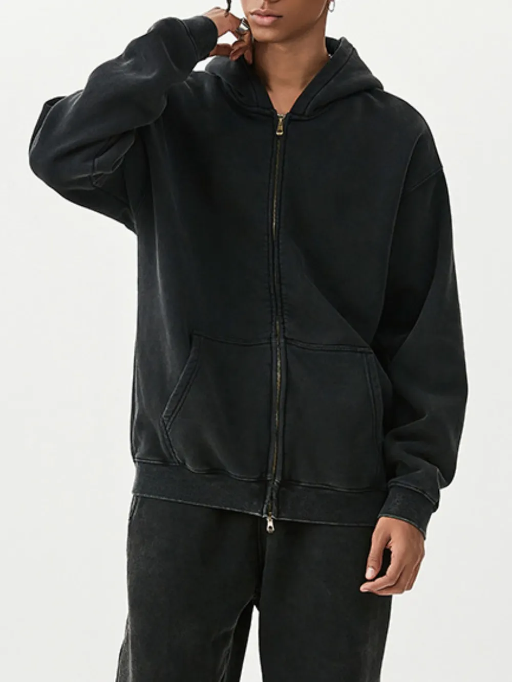 Men's Oversized Zip-Up Hoodie, image 4