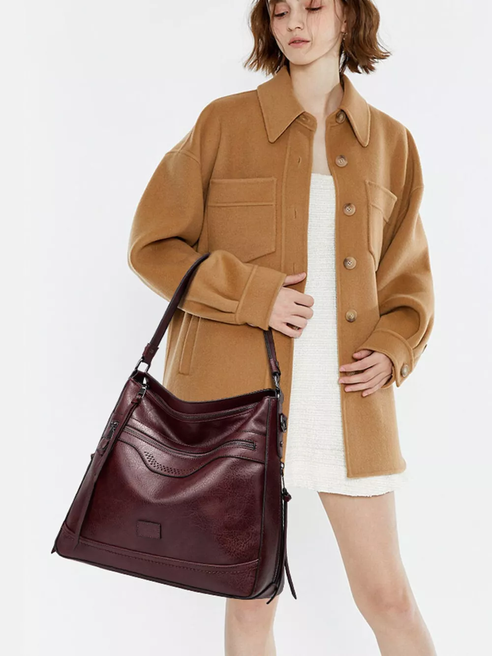 Multi-Pockets Leather Handbag, image 3