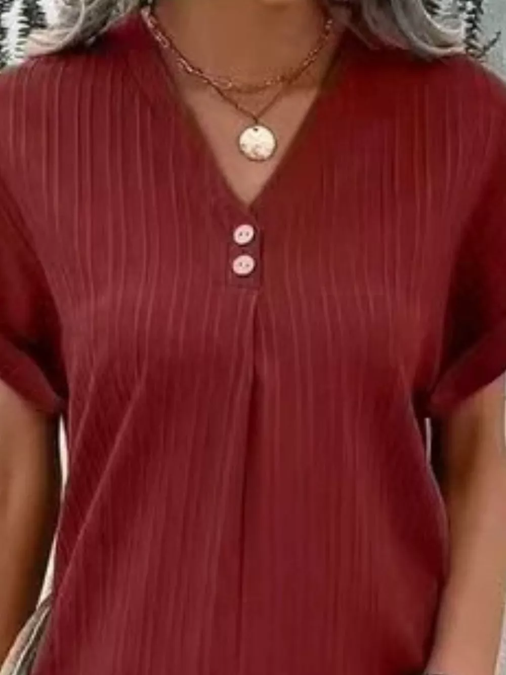 Full Size Casual V-Neck Short Sleeve Dress Plus Size, image 17