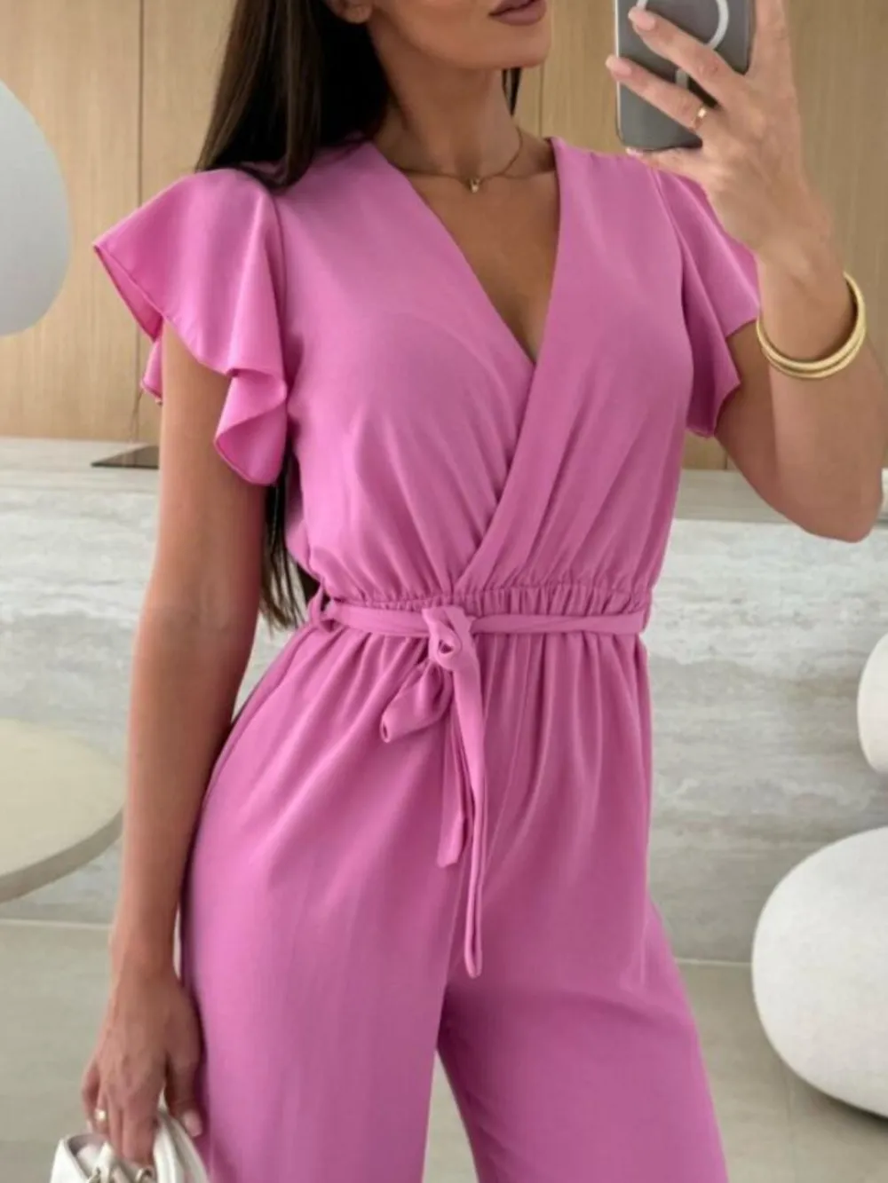 Tied Ruffled Wide Leg Jumpsuit, image 6
