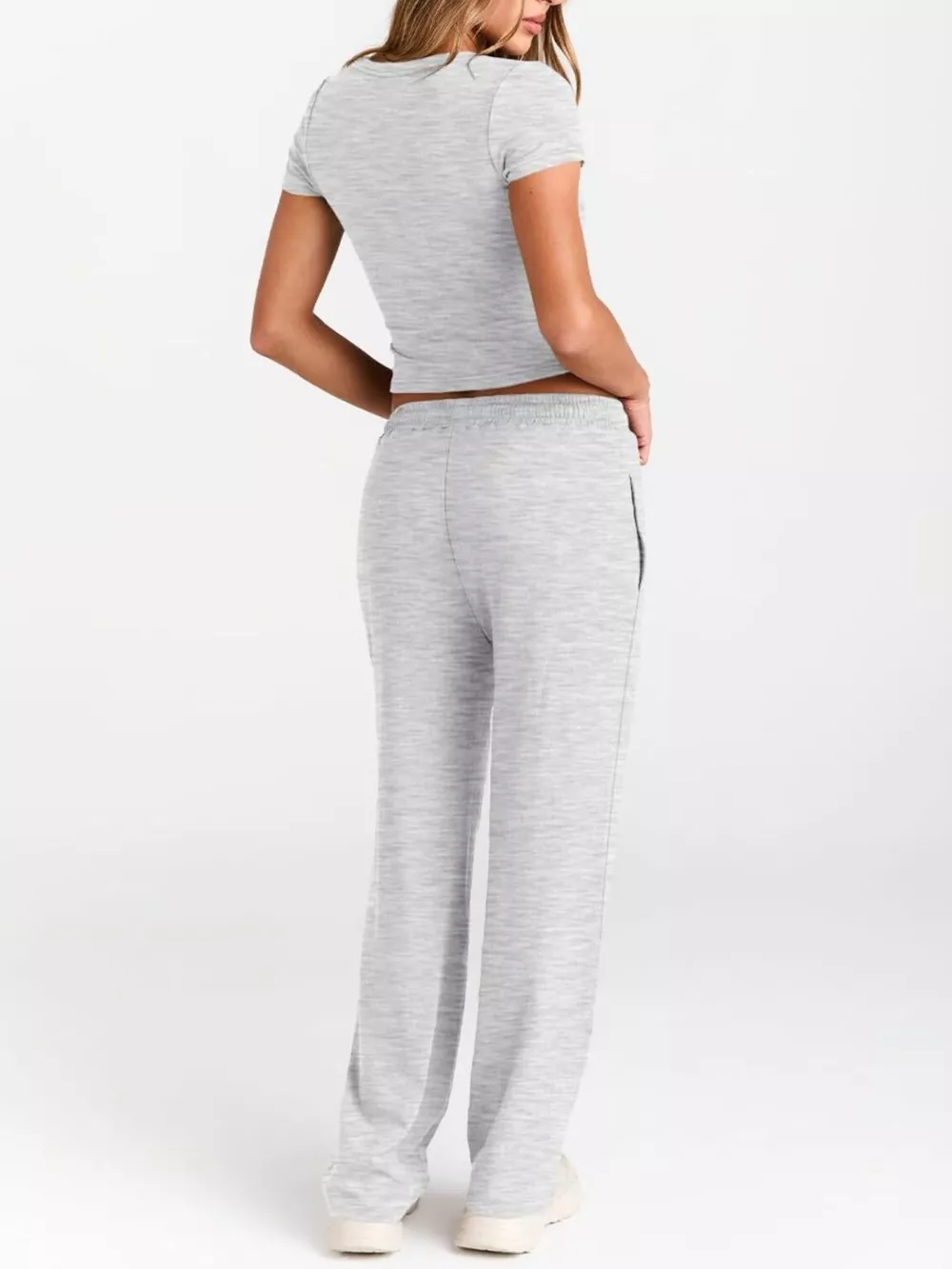 Round Neck Short Sleeve Tee and Pants Set, image 5
