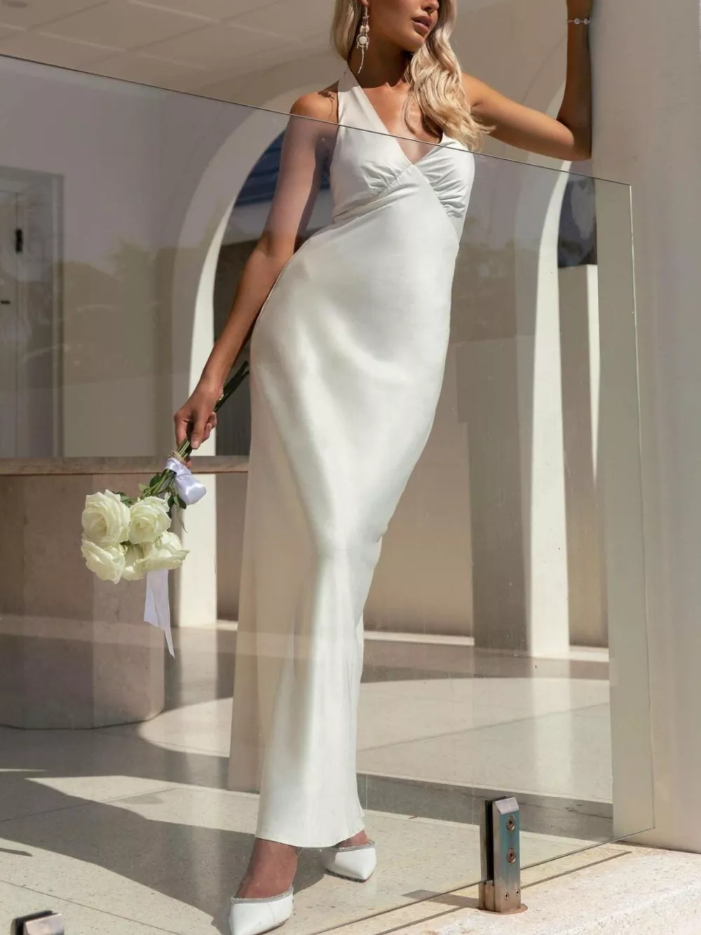 Halter Neck Sleeveless Maxi Dress, image 6