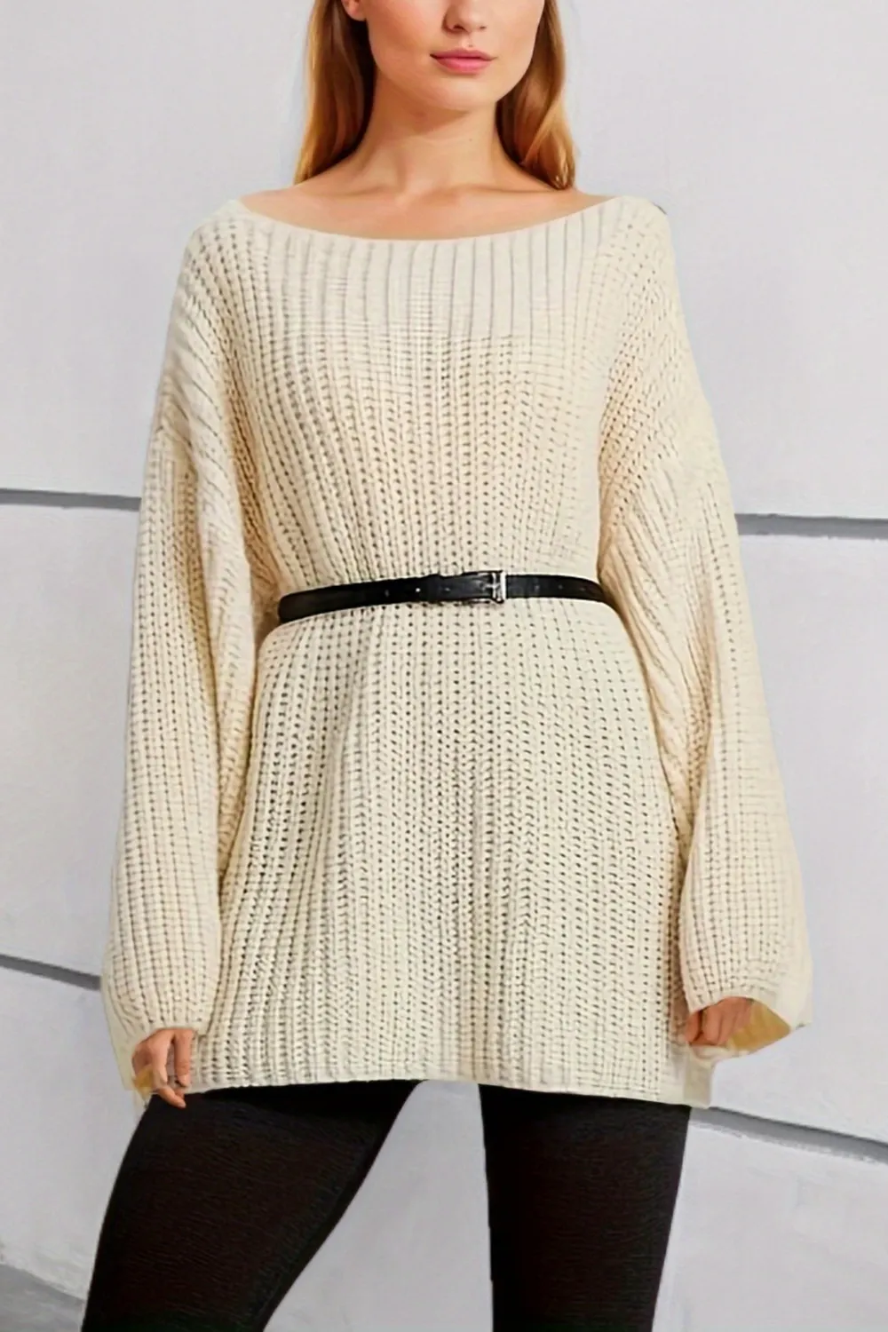 Boat Neck Dropped Shoulder Mini Sweater Dress, image 5
