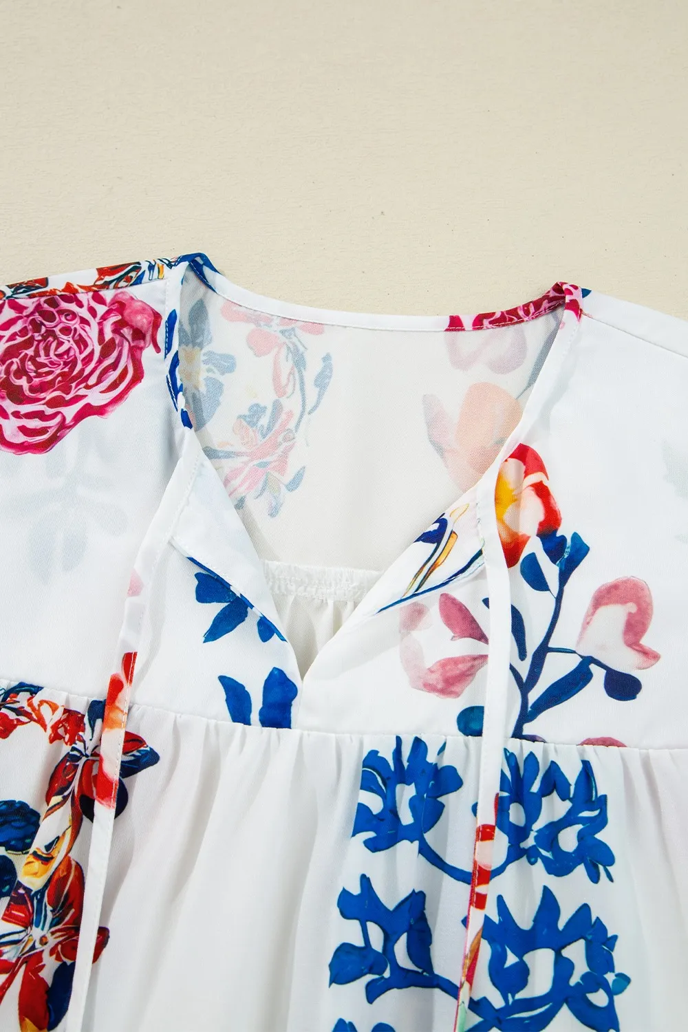 Printed Tie Neck 3/4 Sleeve Blouse, image 2