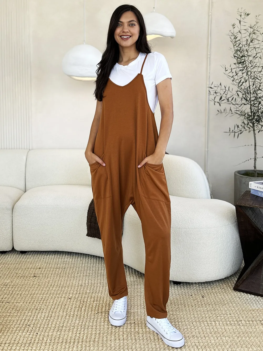 Full Size Sleeveless V-Neck Pocketed Jumpsuit, image 9