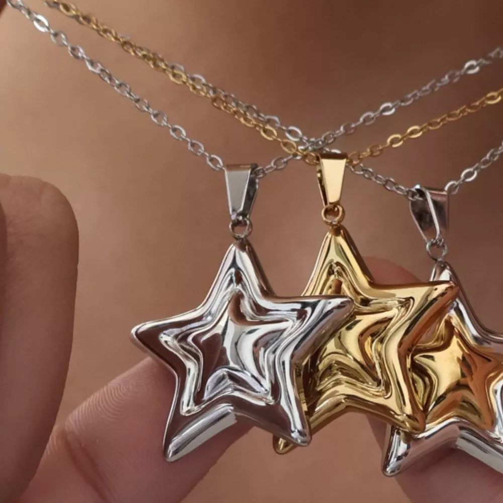 Stainless Steel Zircon Star Necklace, image 6