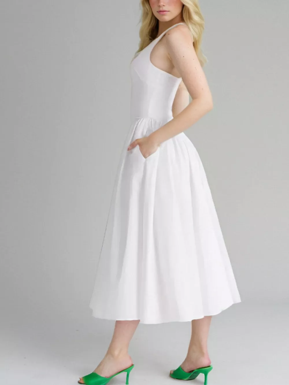 Halter Neck Midi Dress with Pockets, image 3