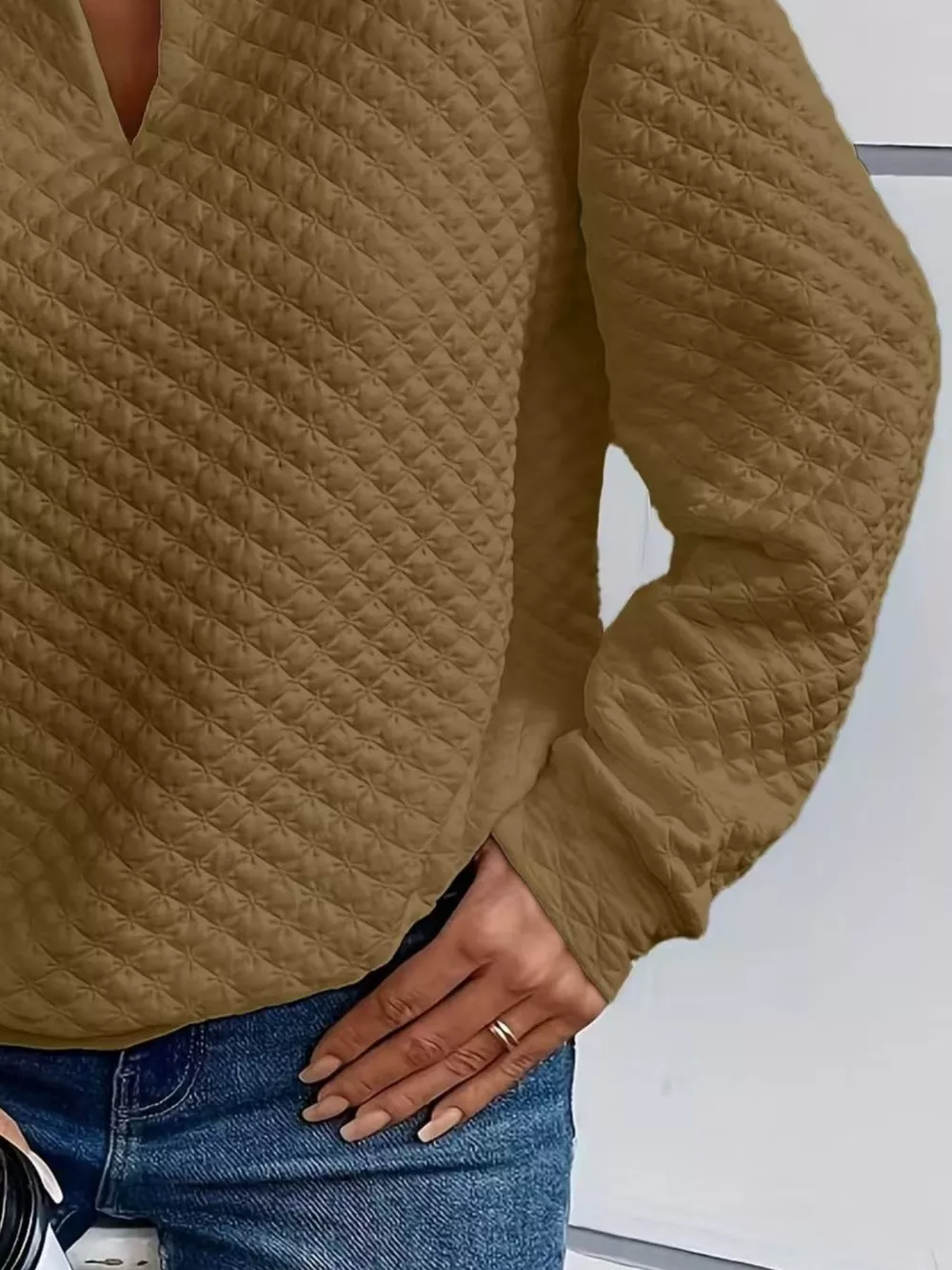Textured Notched Raglan Sleeve Sweatshirt, image 17