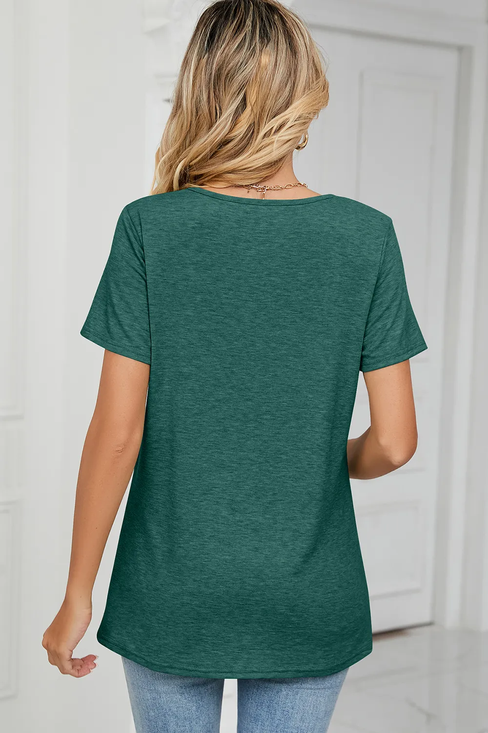 Ruched Heathered Short Sleeve T-Shirt, image 15