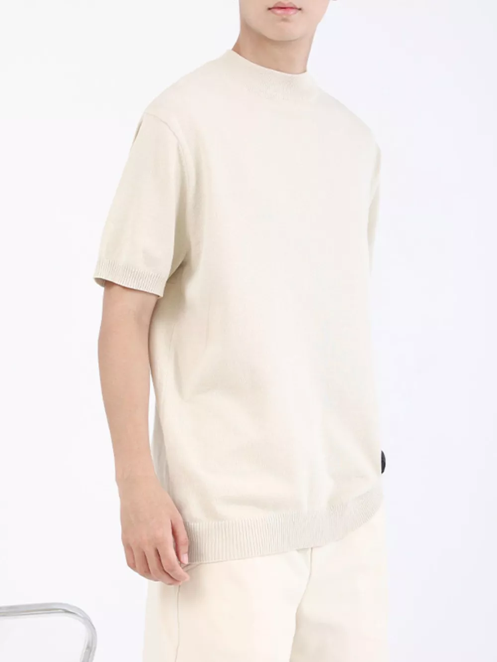 Men's Plus Size Mock Neck Knitted T-Shirt