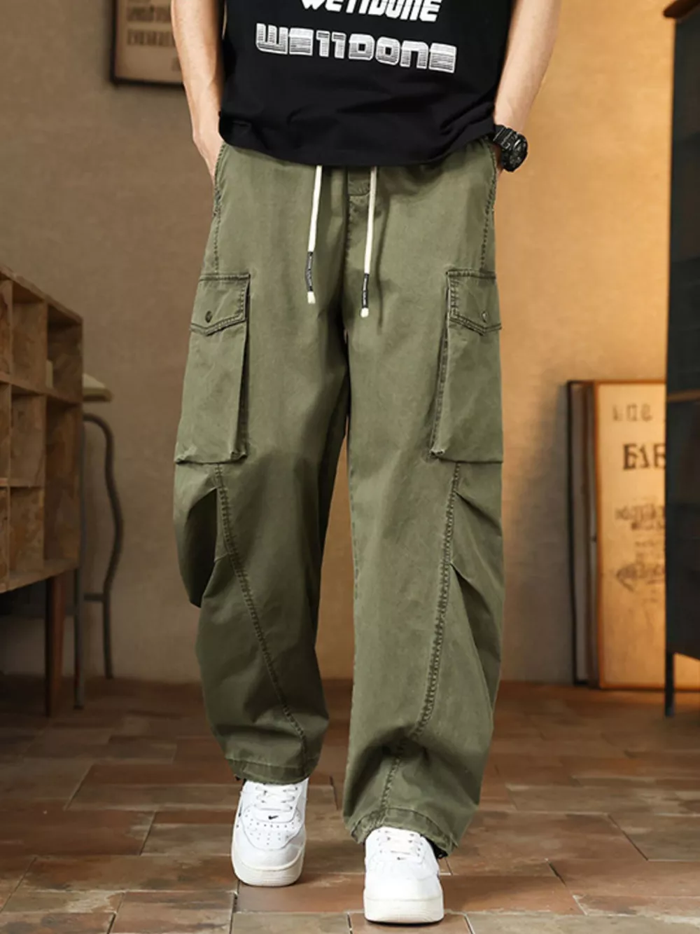 Men's Plus Size Casual Loose Fit Cargo Pants, image 11