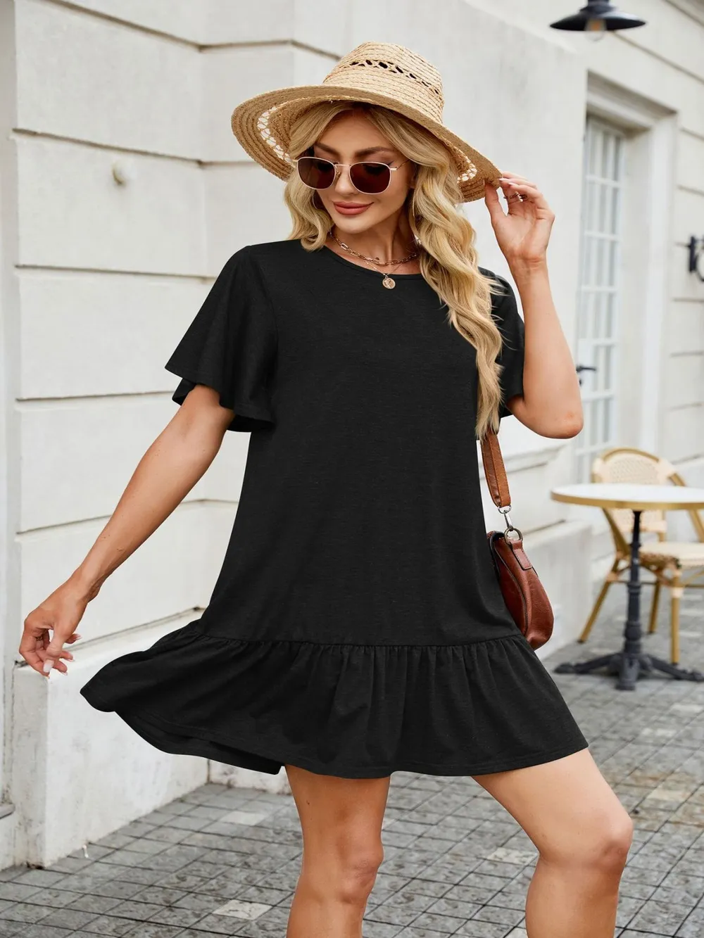 Round Neck Short Sleeve Mini Dress, image 10