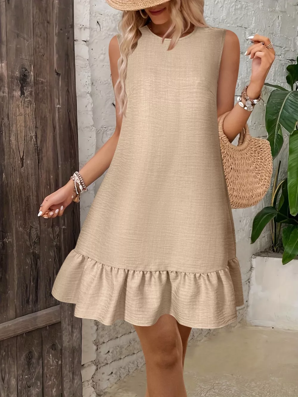 Sleeveless Ruffle Hem Mini Dress, image 4