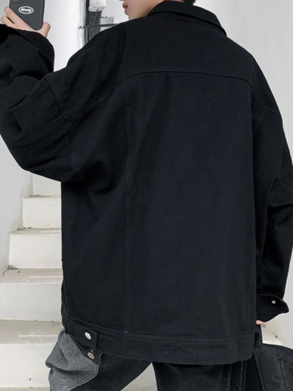 Men's Button Up Drop Shoulder Denim Jacket, image 8