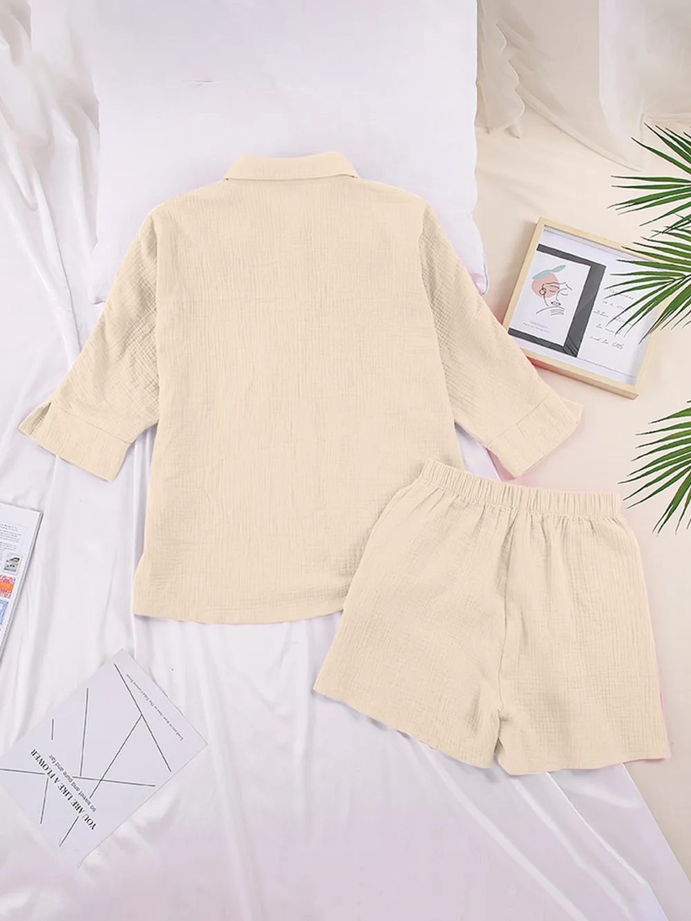 Texture Button Up Shirt and Shorts Set, image 18