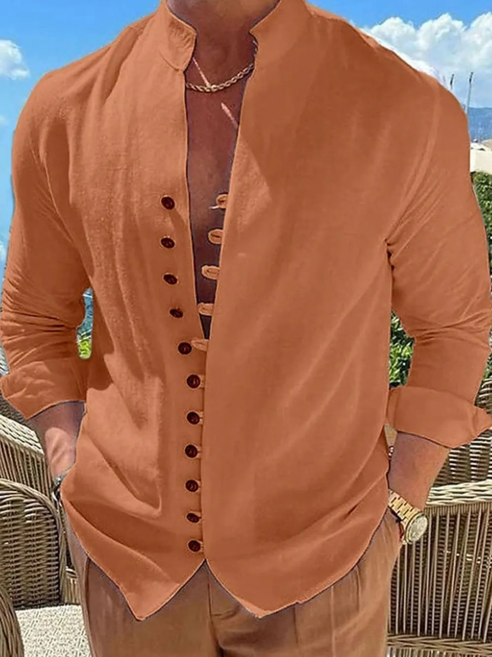 Men's Full Size Button Front Long Sleeve Shirt Plus Size, image 12
